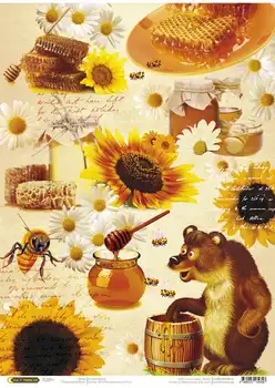 

Rice paper for decoupage craft Premier, 28,2x38,4 cm. Honey mood cp04358