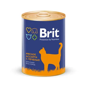 

Brit canned food for cats beef and liver medley meat assorted with liver, 340g-12 PCs