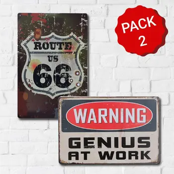 

MARQUISE & LOREAN plates and decorative sheet metal wall decor Genius posters Vintage metallic elligeme (Genius and Rut