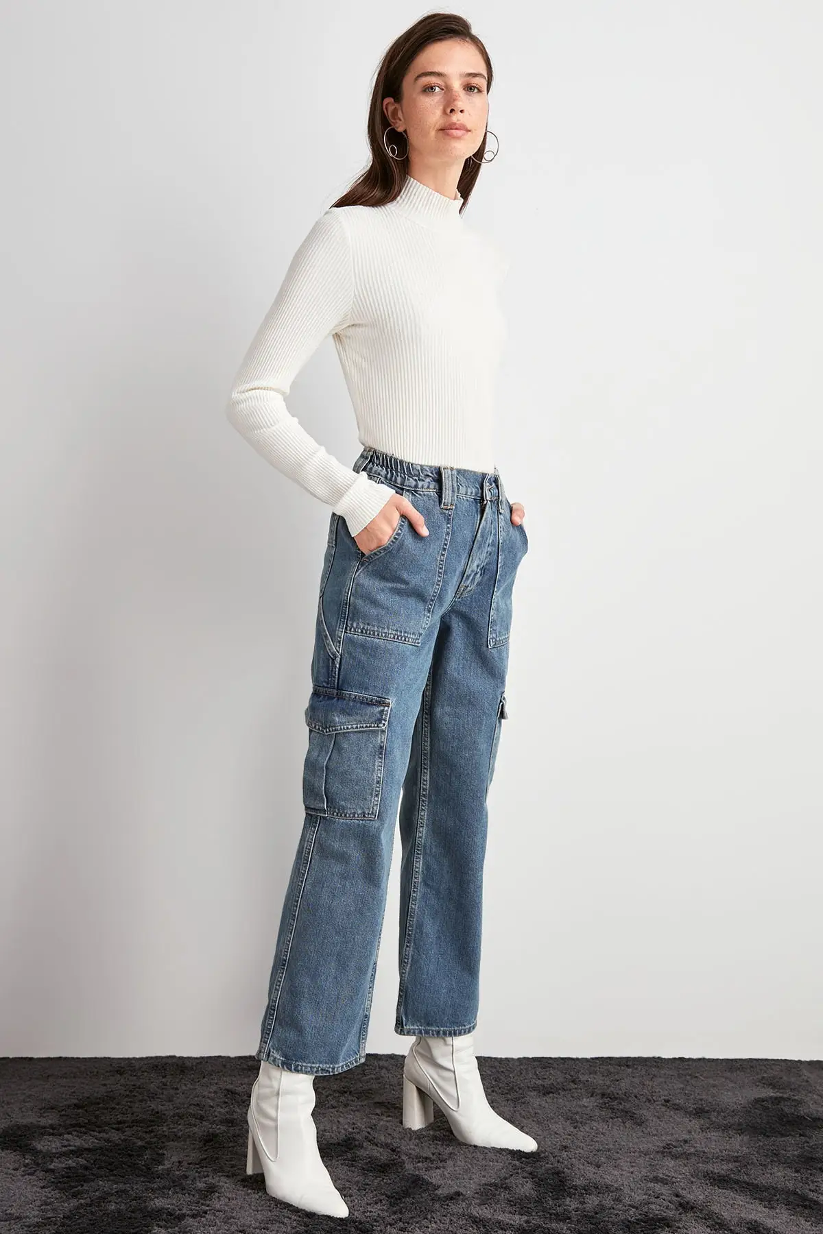 Trendyol джинсы карго с высокой талией TWOAW20JE0481