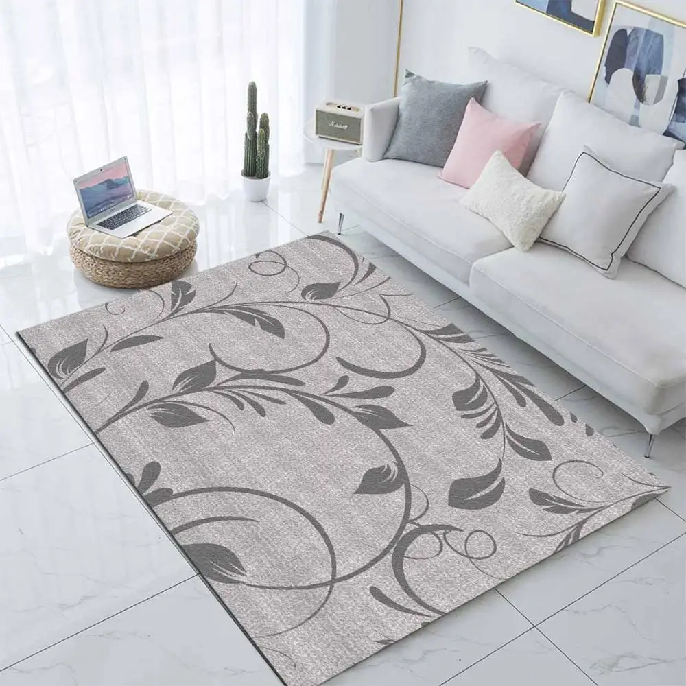 Серый с цветами и листьями Nordec скандинавский 3d принт Нескользящая микрофибра Гостиная декоративный современный моющийся коврик