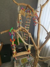 Toys Hamster Rope-Parrot Wood Ladder Pet-Bird Budgie Climb Home Harness Cableway Bites