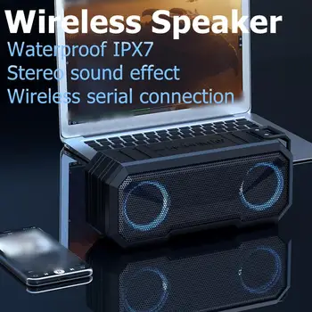 

3000mAh Wireless Speaker Waterproof Outdoor Bass Column HD Stereo Audio Subwoofer Rechargeable Portable Loudspeaker With LED