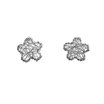 

Sterling silver earrings 925m flowers 10mm. Wire close pressure women [AC1387]