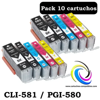 

Canon PGI-580 CLI-581 pack 10 TR7500 TR7550 TR8500 TR8550 TS6100 TS6150 TS6151 TS6200 TS6240 TS6241 TS6250 TS6251 TS6300