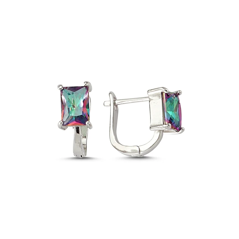 KUTAYDAN Baget Zircon Earrings 925 Sterling Silver