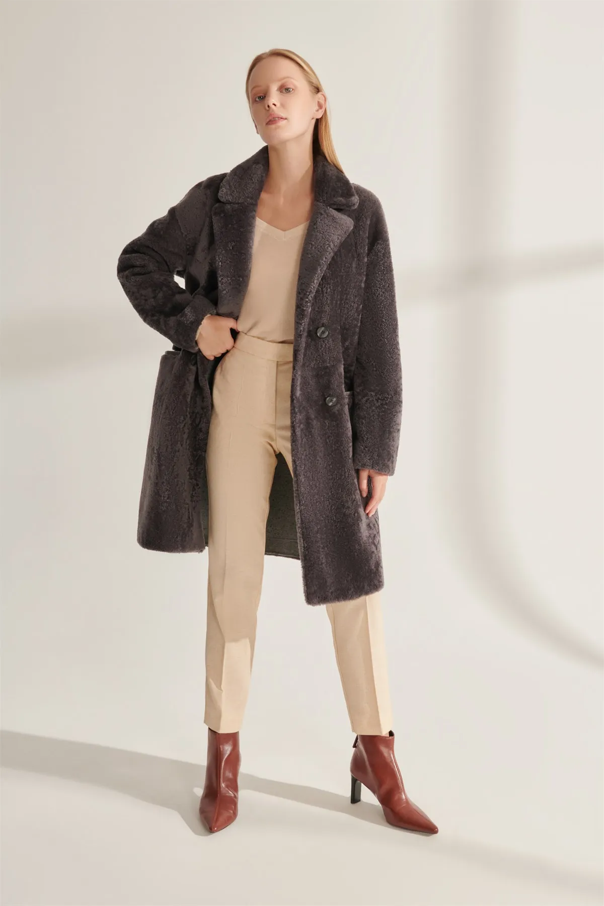 Genuine Fur Jackets Gray Genuine Leather Oversized Coats Women Winter Warm Waterproof Sheepskin Parkas Design New Street Fashion