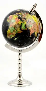 

Black 8 Inch Decorative Globe - World Political Map with Metal Legs