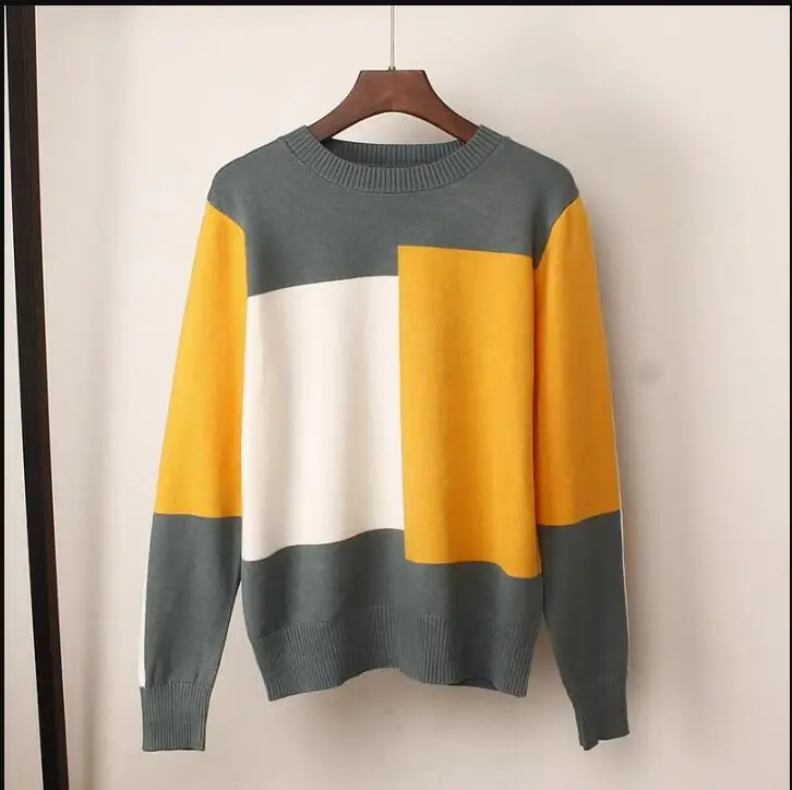 Nouveau multicolore automne hiver femmes pull col rond tricotte pull-Up drescontrate chaud Femme pull
