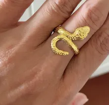 Anillo de serpiente de estilo Retro para hombre y mujer, anillo ajustable abierto en forma de serpiente Punk, Color dorado, regalo de joyería