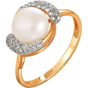 

Примаэксклюзив ring with pearls and cubic zirconia in red gold