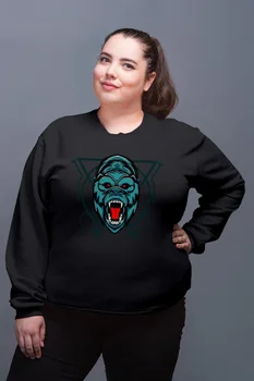 

Angemiel Wear Striped Printed Gorilla Black Women Sweatshirt