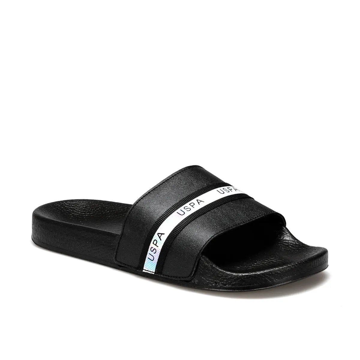 black polo slippers