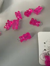 Mini abalorios de oso de goma de 22x11mm, 10 Uds., Color caramelo, para hacer aretes, colgantes, collares, joyería creativa DIY