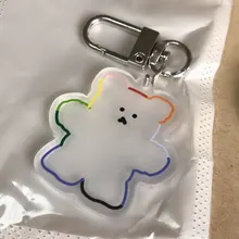 Llavero transparente de dibujos animados para niños, minillavero de PVC con forma de oso de goma, regalo para niños