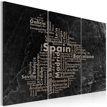 

Picture-Text map of Spain on the blackboard - triptych - 60x40 cm