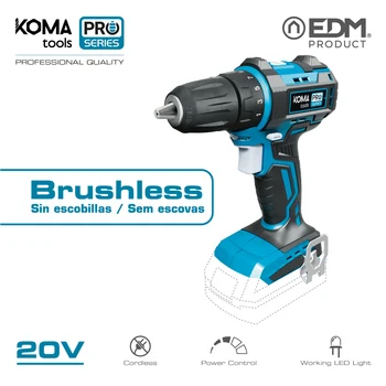 

DRILL 20V SCREWDRIVER BRUSHLESS (WITHOUT BATTERY AND CHARGER) KEYLESS CHUCK DIAM.10MM KOMA TOOLS PRO SERIALS BATTERY EDM