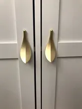 Cabinet-Knob Furniture-Handles Door-Pulls Leaf-Shaped Brass Gold Nordic-Style 32mm YUTOKO