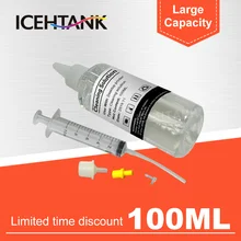 ICEHTANK 100 мл Чистящая жидкая печатающая головка для бутылок со шприцем, очиститель жидких соплов для Canon, картриджи для принтера с чернилами