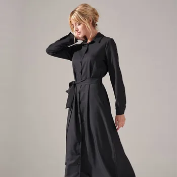 

2020 Luxury Woman Fashion,Front Buttoned Dress, Belted, Long Dress, Long sleeve, Party, Special Design hidden zipper