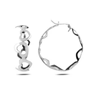 

KUTAYDAN Heart Big Hoop Earrings 925 Sterling Silver