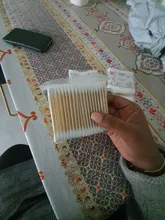 100/500 Uds natural de doble cabeza hisopo de algodón las mujeres algodón de maquillaje brotes punta nueva palos de madera nariz y orejas de limpieza herramientas de cuidado de salud