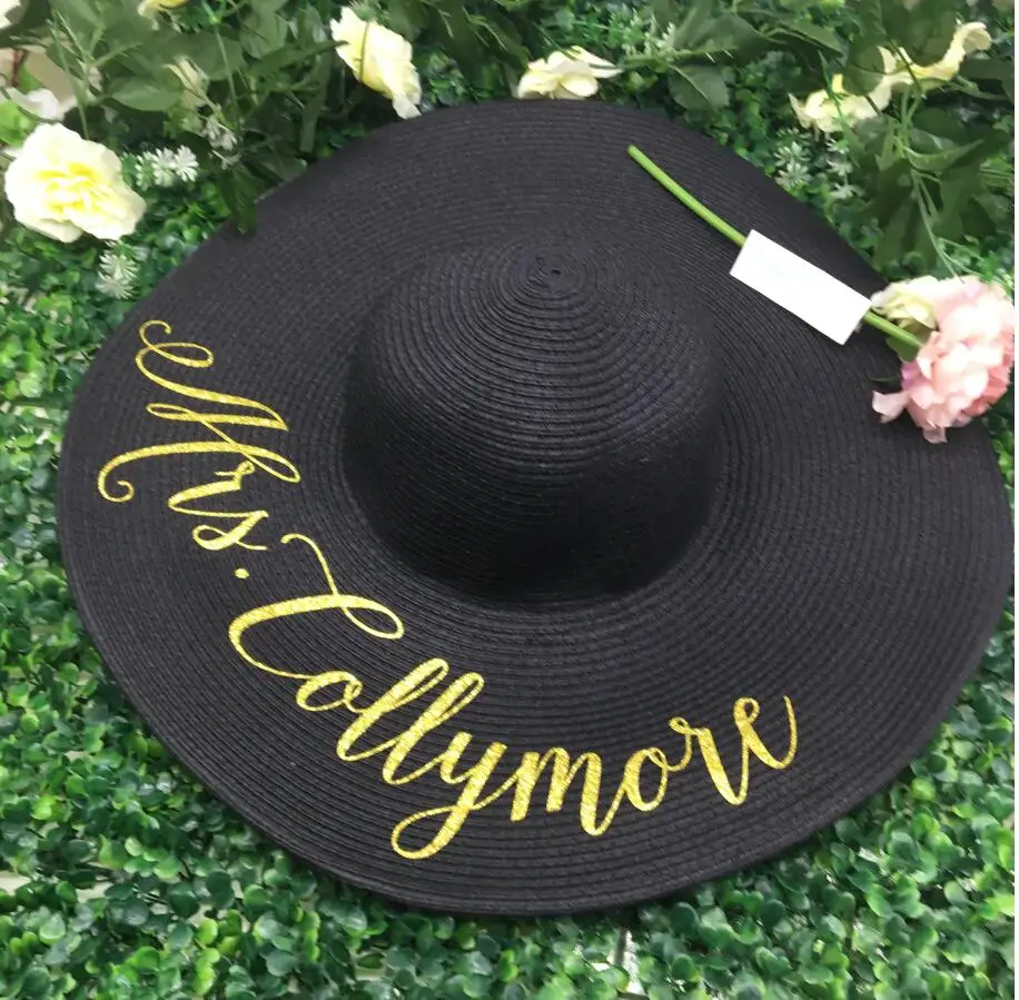 Индивидуальная шляпка невесты для медового месяца шляпа девичник вечерние шляпа пляжная шляпа Персонализированная широкополая шляпа от солнца подарок на девичник подарок