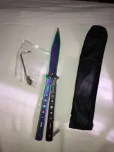 Cuchillo plegable de entrenamiento de acero 440C, herramienta de práctica de titanio, cuchillo de entrenamiento sin filo, accesorios