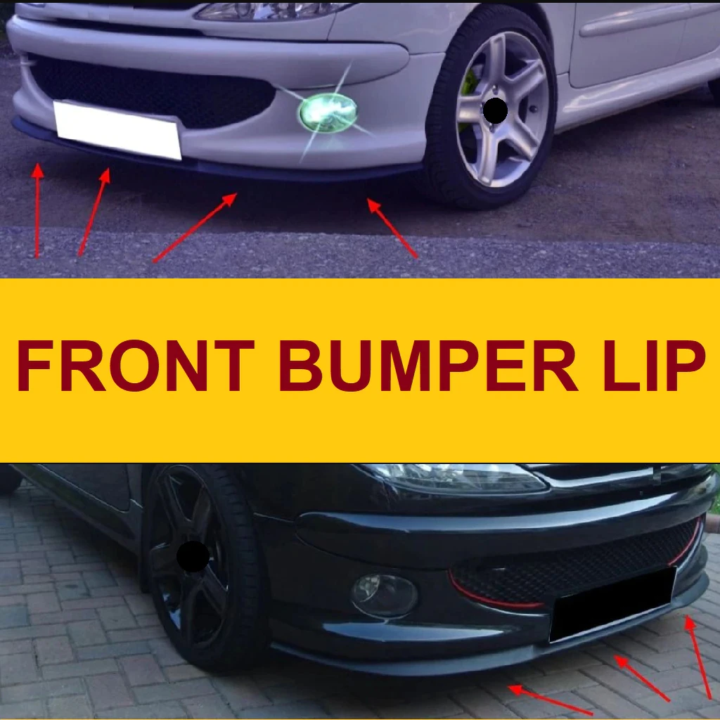 Per Peugeot 206 Cupra R Paraurti Anteriore Labbro Universale 3 Pezzi Diffusore Paraurti Nero Kit Corpo Spoiler, Accessori Auto Tuning Auto