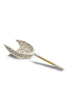 

Handmade Spoon Appetizer with Black Dots