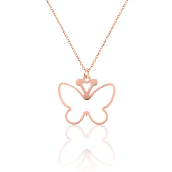 

Necklace Jewelry Hollow Butterfly Pendant 925 Sterling Silver Rose Gold with 43cm Chain