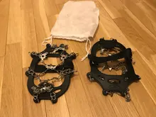 Crampones tacos de tracción 19 picos empuñaduras antideslizantes de acero inoxidable botas para la nieve, caminar, escalada, pesca, senderismo, Invierno