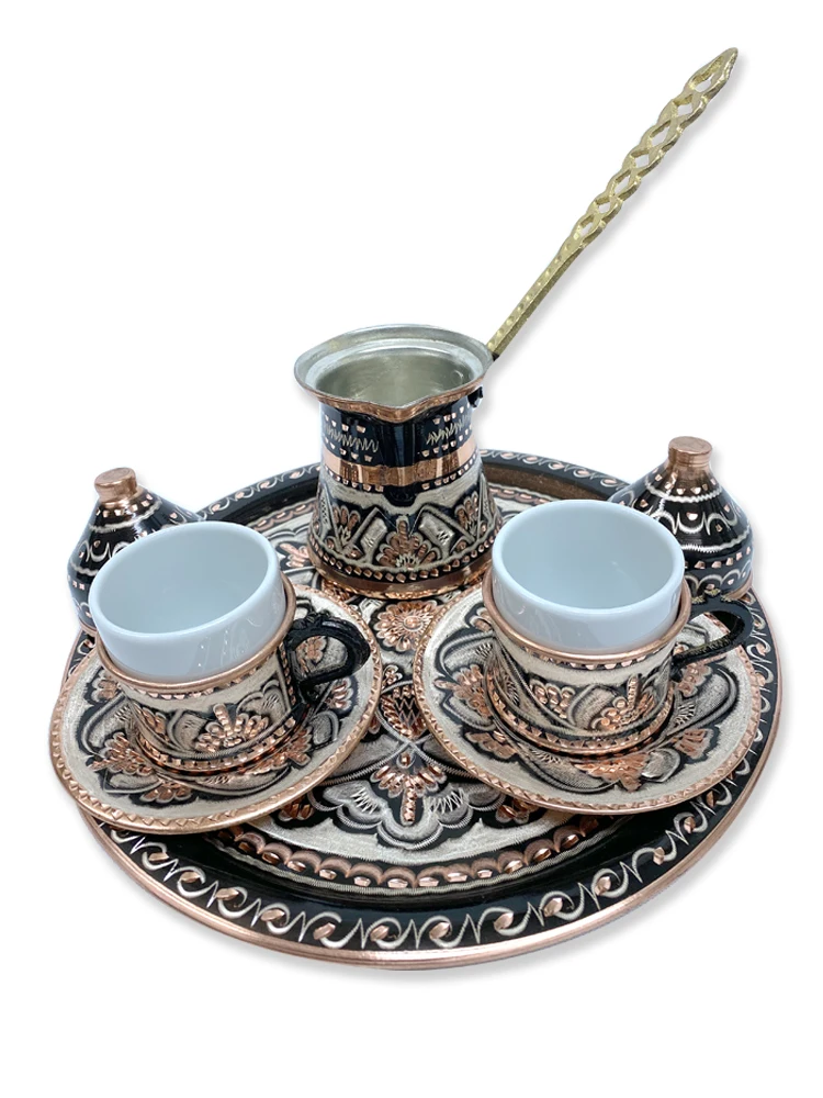 Подлинная медная османка ручной работы набор из 10 предметов арабский кофейный