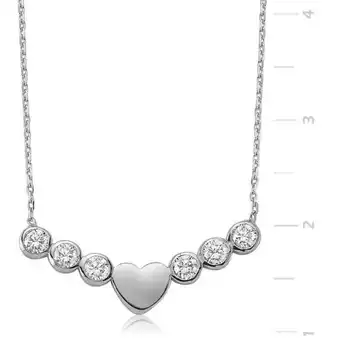 

KUTAYDAN 925 Sterling Silver Row Cubic Zirconia Heart Woman Necklace