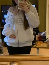 Dulzura-Sudadera de manga larga con estampado de anillo de imitación letra para mujer, ropa informal holgada de gran tamaño con cremallera, otoño e invierno, 2020