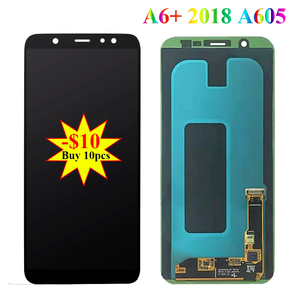Супер Amoled ЖК-дисплей для samsung Galaxy A6 Plus A605 A605F сенсорный экран A6+ A605FN A605G A605GN ЖК-модуль Digiziter