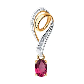 

Sokolov gold pendant with diamonds and Ruby, fashion jewelry, 585, women's male, pendants for neck women