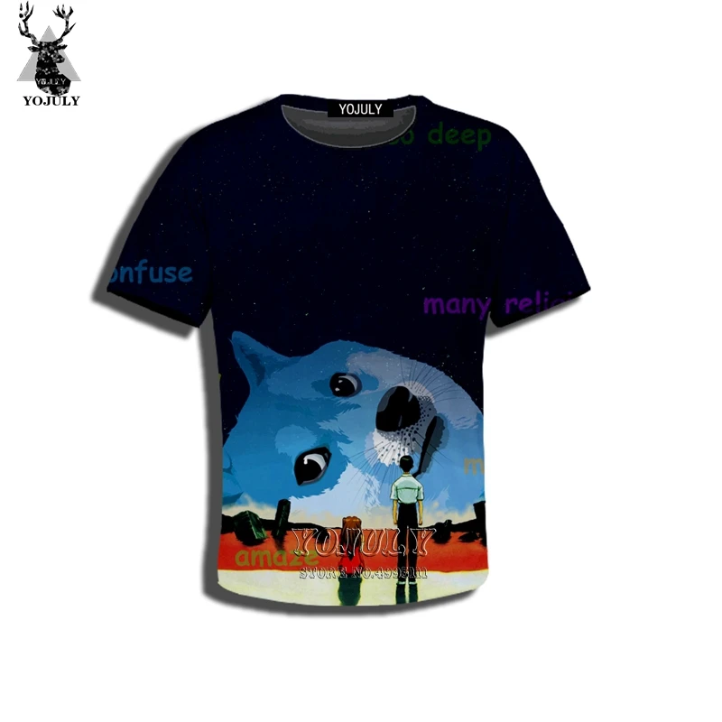 

YOJULY 3D Print Kids Funny Dogs face Shiba Inu Doge Mona Lisa Doge Children Casual Tshirt Summer T-shirt Boy Girl Clothing C108
