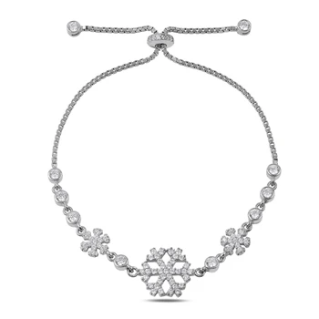 

Silver 925 Sterling Zircon Cubic Zirconia Snowflake Elevator Bracelet