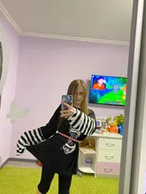 Camisetas a rayas de cuello redondo para mujer, sudadera holgada harajuku con capucha de manga larga, top de gran tamaño, sudadera de Hip Hop, primavera y otoño