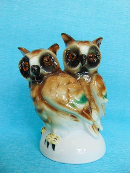 

Two Owls, 15 cm. Porcelain, glass. Germany, the second half of the 20th century. Blue factory stamp.