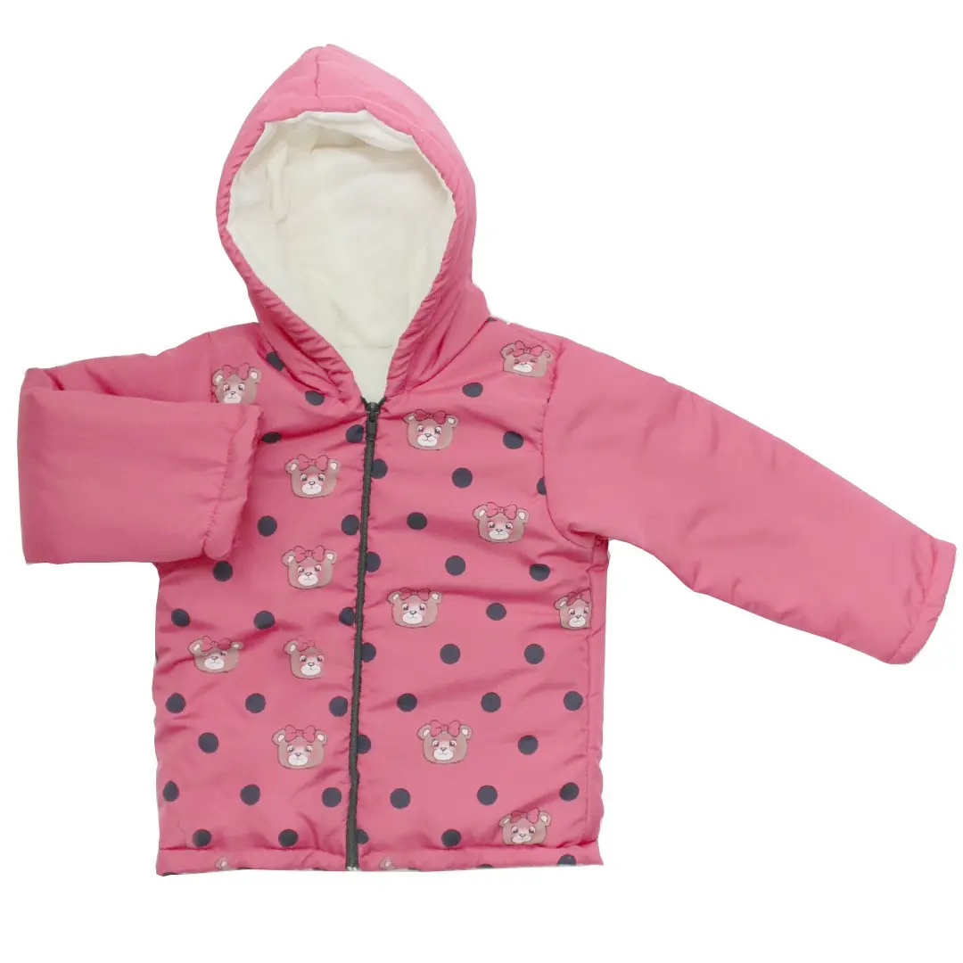 

Teddy bear Pattern Polka Dot Fuchsia Girls Baby Coat