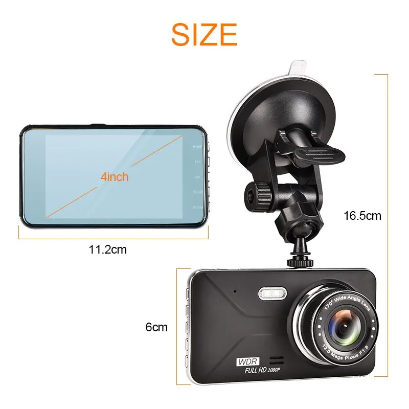 4 Inch Car DVR Dash Camera Full HD 1080P Night Vision G Sensor Movement Detection Parking Monitoring 170 Degree Wide Angle DVR