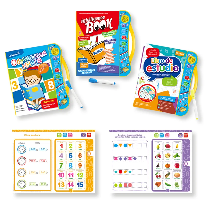 Montessori Educational Children's Books In Spanish Russian To Read Didactic Language Learning Machine Electronic Books Kids Toys