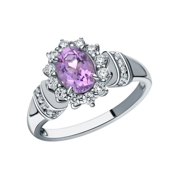 

Silver ring with amethyst and cubic zirconia sunlight sample 925