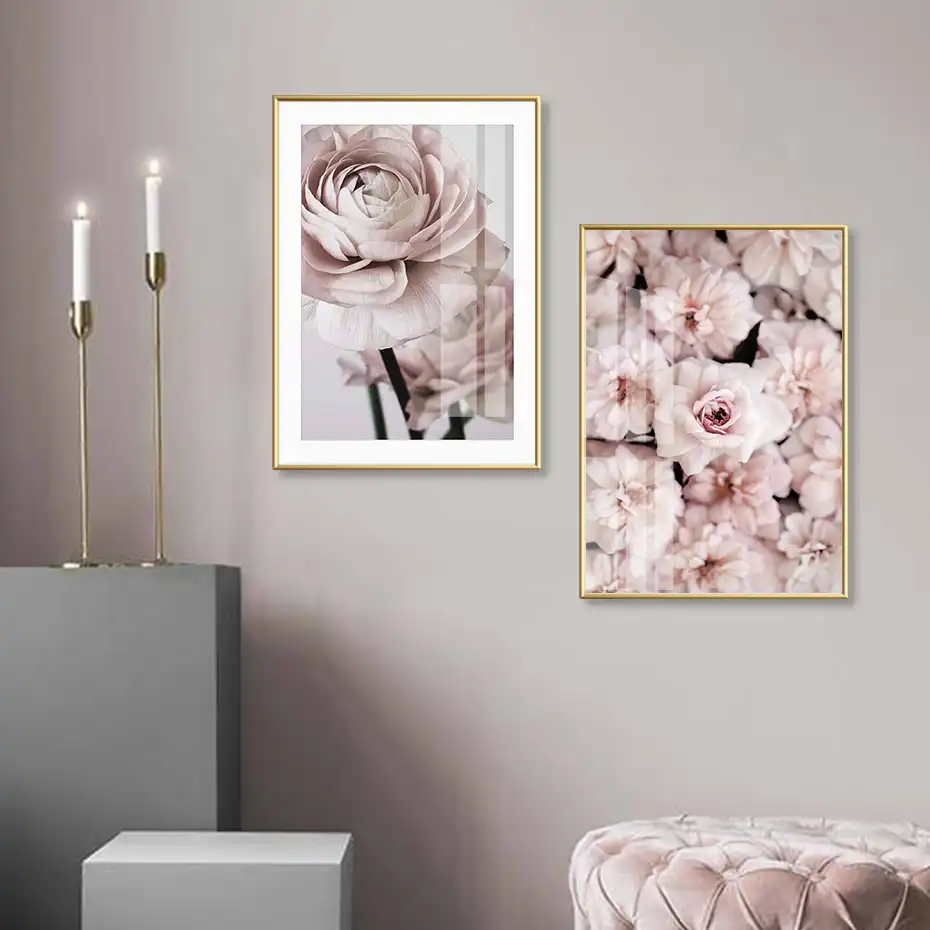 Modern Romantic Light Pink Peonies Flowers Canvas