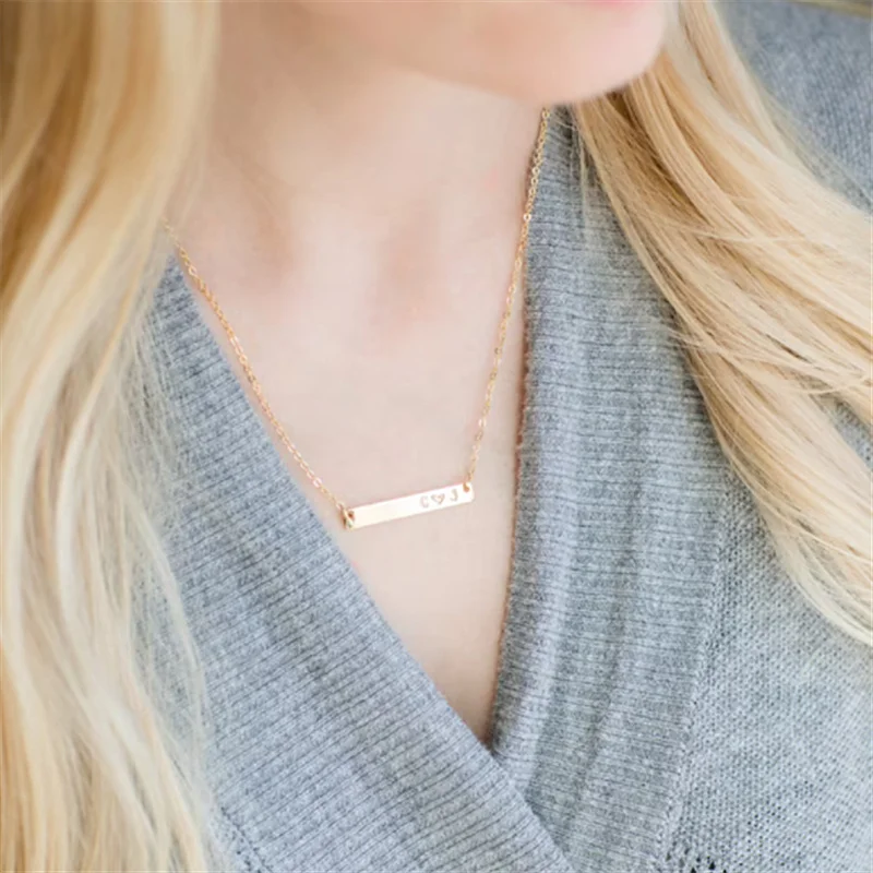 Custom Gold Name Bar Necklace 