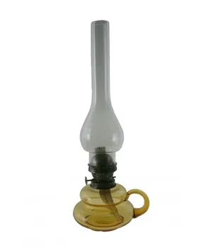 

Oil lamp Candlestick amber glass. Measurements: 37x14x Ø 11 cm.