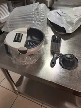 Cortador de vegetales 2 en 1, cesta coladora de frutas, rallador espiralizador pelador de comida, trituradora de mandolina