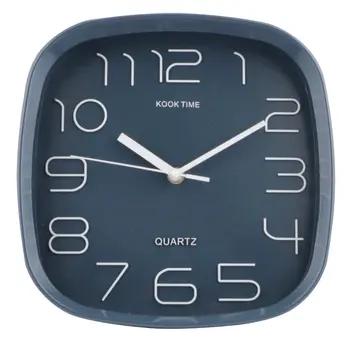 

KOOK TIME modern square wall clock for kitchen or salon with silent continuous seconds, plastic and glass, 25.2x25.2 x